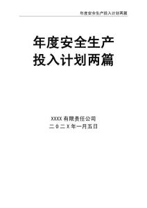 06-202X年度安全投计划两篇