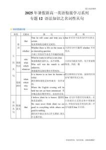 專題12 語法知識之名詞性從句(原卷版)