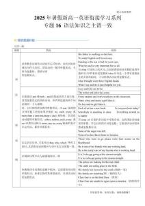 專題16 語法知識之主謂一致(原卷版)