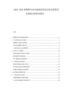 2025-2030黃銅鑄馬業(yè)市場現(xiàn)狀供需分析及投資評估規(guī)劃分析研究報告
