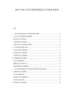 2025-2030衛(wèi)星互聯(lián)網(wǎng)組網(wǎng)技術(shù)與全球競(jìng)爭(zhēng)格局