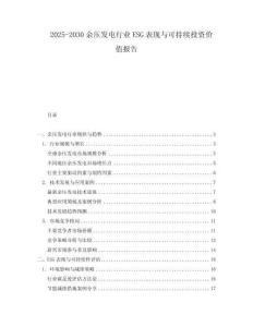 2025-2030余壓發電行業ESG表現與可持續投資價值報告