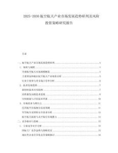 2025-2030航空航天產業市場發展趨勢研判及風險投資策略研究報告