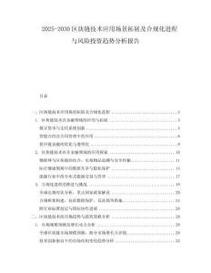 2025-2030區塊鏈技術應用場景拓展及合規化進程與風險投資趨勢分析報告