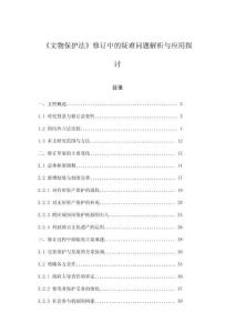 《文物保護法》修訂中的疑難問題解析與應用探討