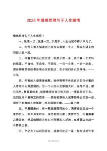 2025年情感哲理句子人生感悟