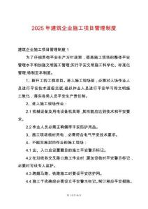 2025年建筑企業(yè)施工項(xiàng)目管理制度