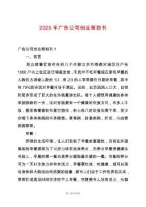 2025年廣告公司創(chuàng)業(yè)策劃書