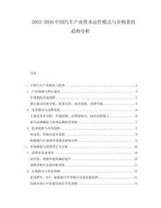 2025-2030中國汽車產(chǎn)業(yè)資本運(yùn)作模式與并購重組趨勢分析