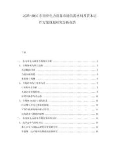 2025-2030東南亞電力設(shè)備市場(chǎng)供需格局及資本運(yùn)作方案規(guī)劃研究分析報(bào)告