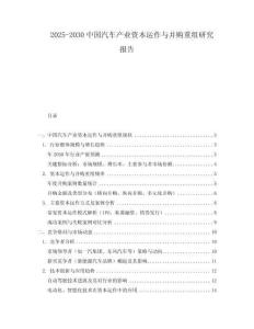 2025-2030中國汽車產(chǎn)業(yè)資本運(yùn)作與并購重組研究報告
