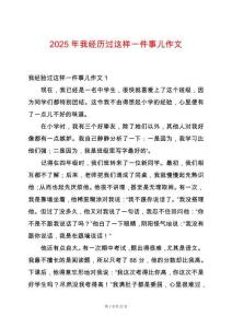 2025年我經(jīng)歷過(guò)這樣一件事兒作文