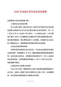 2025年應屆大學生創業扶持政策