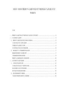 2025-2030數據中心液冷技術節能效益與改造可行性報告