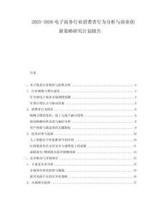 2025-2030電子商務行業消費者行為分析與商業創新策略研究計劃報告