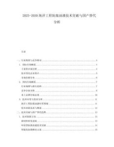 2025-2030海洋工程防腐油漆技術(shù)突破與國產(chǎn)替代分析