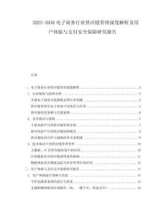 2025-2030電子商務行業供應鏈管理深度解析及用戶體驗與支付安全保障研究報告
