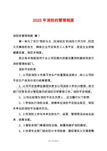 2025年消防的管理制度