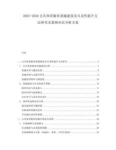 2025-2030公共體育服務設施建設及可及性提升方法研究及案例對比分析方案