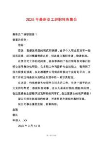 2025年最新員工辭職報告集合