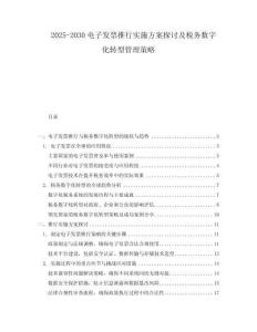 2025-2030電子發(fā)票推行實(shí)施方案探討及稅務(wù)數(shù)字化轉(zhuǎn)型管理策略