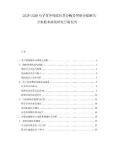 2025-2030電子商務物流體系分析及智能倉儲解決方案技術路線研究分析報告