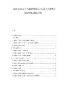 2025-2030高分子改性塑料行業市場分析檔調查研究發展潛力投資方案