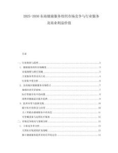 2025-2030東南健康服務(wù)組織市場競爭與行業(yè)服務(wù)及商業(yè)利益價值