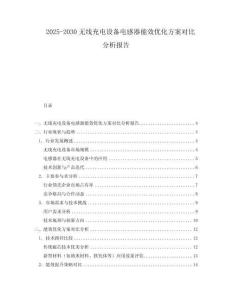 2025-2030無線充電設備電感器能效優化方案對比分析報告