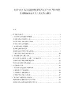 2025-2030電信運(yùn)營商服務(wù)模式創(chuàng)新與5G網(wǎng)絡(luò)商業(yè)化進(jìn)程深度剖析及投資競(jìng)爭力報(bào)告