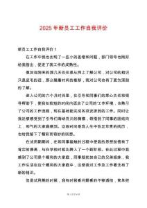 2025年新員工工作自我評(píng)價(jià)