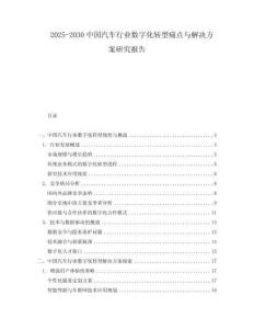 2025-2030中國汽車行業數字化轉型痛點與解決方案研究報告