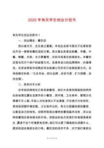 2025年有關學生創業計劃書