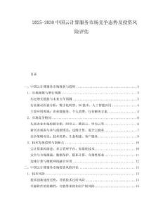 2025-2030中國云計算服務市場競爭態勢及投資風險評估