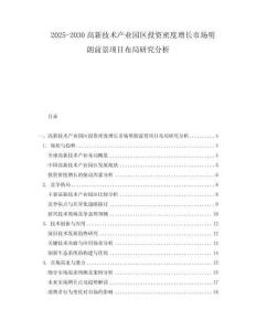 2025-2030高新技術產業園區投資密度增長市場明朗前景項目布局研究分析