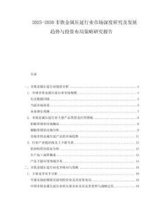 2025-2030非鐵金屬壓延行業市場深度研究及發展趨勢與投資布局策略研究報告