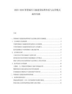 2025-2030智慧城市大腦建設標準體系與運營模式最佳實踐