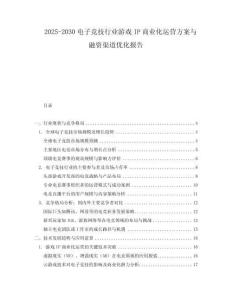 2025-2030電子競技行業游戲IP商業化運營方案與融資渠道優化報告