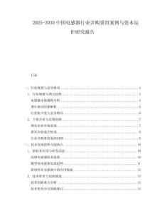 2025-2030中國電感器行業并購重組案例與資本運作研究報告