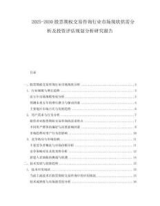 2025-2030股票期權交易咨詢行業市場現狀供需分析及投資評估規劃分析研究報告