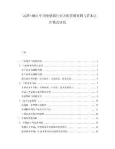 2025-2030中國電感器行業并購重組案例與資本運作模式研究