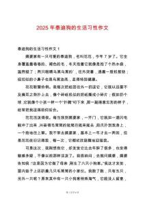 2025年泰迪狗的生活習(xí)性作文