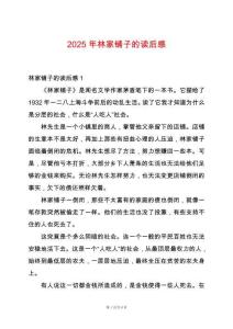 2025年林家鋪子的讀后感
