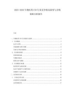 2025-2030生物醫(yī)藥CXO行業(yè)競爭格局演變與并購策略分析報告