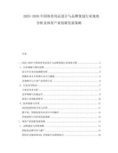 2025-2030中國體育用品設計與品牌策劃行業現狀分析及體育產業創新發展策略
