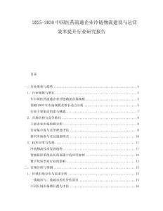 2025-2030中國醫藥流通企業冷鏈物流建設與運營效率提升行業研究報告