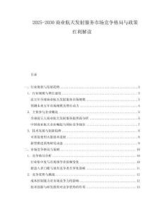 2025-2030商業航天發射服務市場競爭格局與政策紅利解讀