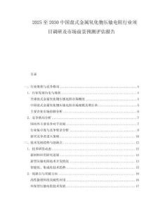 2025至2030中國(guó)盤式金屬氧化物壓敏電阻行業(yè)項(xiàng)目調(diào)研及市場(chǎng)前景預(yù)測(cè)評(píng)估報(bào)告