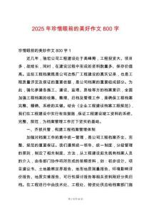 2025年珍惜眼前的美好作文800字