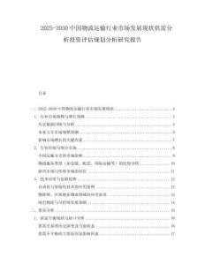 2025-2030中國物流運輸行業市場發展現狀供需分析投資評估規劃分析研究報告
